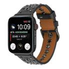 Punk Rivet Genuine Leather Watch Band For Apple Watch Series 7 41mm / 6 & SE & 5 & 4 40mm / 3 & 2 & 1 38mm(Black) - 1