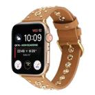 Punk Rivet Genuine Leather Watch Band For Apple Watch Ultra 49mm / Series 8&7 45mm / SE 2&6&SE&5&4 44mm / 3&2&1 42mm(Brown) - 1