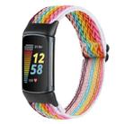 For Fitbit Charge 5 Buckle Wave Braided Nylon Watch Band(Rainbow) - 1