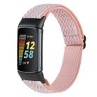 For Fitbit Charge 5 Buckle Wave Braided Nylon Watch Band(Pink) - 1