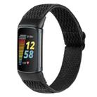 For Fitbit Charge 5 Buckle Wave Braided Nylon Watch Band(Black) - 1