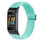 For Fitbit Charge 5 Buckle Wave Braided Nylon Watch Band(Teal) - 1