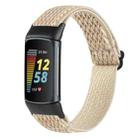 For Fitbit Charge 5 Buckle Wave Braided Nylon Watch Band(Apricot) - 1