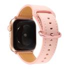 For Apple Watch Series 7 45mm / 6 & SE & 5 & 4 44mm / 3 & 2 & 1 42mm Solid Color Genuine Leather Watch Band(Pink) - 1