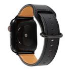 For Apple Watch Series 7 45mm / 6 & SE & 5 & 4 44mm / 3 & 2 & 1 42mm Solid Color Genuine Leather Watch Band(Black) - 1