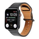 For Apple Watch Series 7 45mm / 6 & SE & 5 & 4 44mm / 3 & 2 & 1 42mm Solid Color Genuine Leather Watch Band(Black) - 3