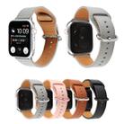 For Apple Watch Series 7 45mm / 6 & SE & 5 & 4 44mm / 3 & 2 & 1 42mm Solid Color Genuine Leather Watch Band(Black) - 6