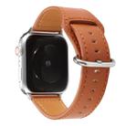 For Apple Watch Series 7 45mm / 6 & SE & 5 & 4 44mm / 3 & 2 & 1 42mm Solid Color Genuine Leather Watch Band(Brown) - 1