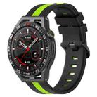 For Coros Apex 46mm/Apex Pro / Ticwatch Pro 3 22mm Vertical Two-Color Silicone Watch Band(Black+Lime Green) - 1