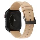 For Apple Watch Series 7 45mm / 6 & SE & 5 & 4 44mm / 3 & 2 & 1 42mm Cowhide Texture Leather Watch Band(Khaki) - 1