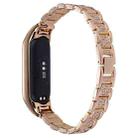 For Xiaomi Mi Band 6 / 5 Universal Three-beads Full Diamond Metal Watch Band(Rose Gold) - 1