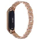 For Xiaomi Mi Band 4 / 3 Universal Three-beads Full Diamond Metal Watch Band(Rose Gold) - 1