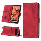 For Google Pixel 6 Skin-feel Embossed Leather Phone Case(Red) - 1