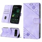 For Google Pixel 6 Pro Skin-feel Embossed Leather Phone Case(Light Purple) - 1