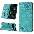 For Google Pixel 6 Pro Skin-feel Embossed Leather Phone Case(Green) - 1