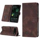For Google Pixel 6 Pro Skin-feel Embossed Leather Phone Case(Brown) - 1