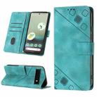 For Google Pixel 6a 5G Skin-feel Embossed Leather Phone Case(Green) - 1