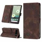 For Google Pixel 6a 5G Skin-feel Embossed Leather Phone Case(Brown) - 1