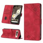 For Google Pixel 7 Pro Skin-feel Embossed Leather Phone Case(Red) - 1