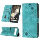 For Google Pixel 7a Skin-feel Embossed Leather Phone Case(Green) - 1