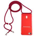 For iPhone 8 / 7 Transparent TPU Protective Case with Lanyard & Card Slot(Red) - 1