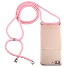 For iPhone 8 Plus / 7 Plus Transparent TPU Protective Case with Lanyard & Card Slot(Pink) - 1