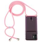 For iPhone 11 Transparent TPU Protective Case with Lanyard & Card Slot(Pink) - 1