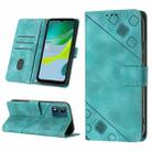 For Motorola Moto E13 Skin-feel Embossed Leather Phone Case(Green) - 1