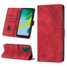 For Motorola Moto E13 Skin-feel Embossed Leather Phone Case(Red) - 1