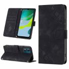 For Motorola Moto E13 Skin-feel Embossed Leather Phone Case(Black) - 1