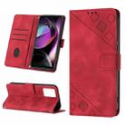 For Motorola Moto G 5G 2023 Skin-feel Embossed Leather Phone Case(Red) - 1