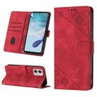 For Motorola Moto G53 5G Skin-feel Embossed Leather Phone Case(Red) - 1