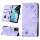 For Motorola Moto G72 Skin-feel Embossed Leather Phone Case(Light Purple) - 1