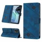 For Motorola Moto G72 Skin-feel Embossed Leather Phone Case(Blue) - 1