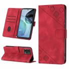 For Motorola Moto G72 Skin-feel Embossed Leather Phone Case(Red) - 1