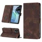 For Motorola Moto G72 Skin-feel Embossed Leather Phone Case(Brown) - 1