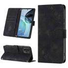 For Motorola Moto G72 Skin-feel Embossed Leather Phone Case(Black) - 1