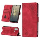 For Nokia C31 Skin-feel Embossed Leather Phone Case(Red) - 1