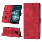 For Nokia C200 Skin-feel Embossed Leather Phone Case(Red) - 1