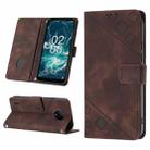 For Nokia C200 Skin-feel Embossed Leather Phone Case(Brown) - 1