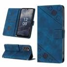 For Nokia G60 Skin-feel Embossed Leather Phone Case(Blue) - 1