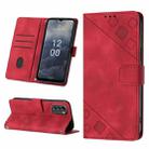 For Nokia G60 Skin-feel Embossed Leather Phone Case(Red) - 1