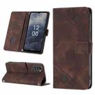 For Nokia G60 Skin-feel Embossed Leather Phone Case(Brown) - 1