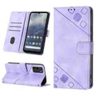 For Nokia G100 Skin-feel Embossed Leather Phone Case(Light Purple) - 1