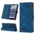 For Nokia G100 Skin-feel Embossed Leather Phone Case(Blue) - 1