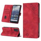 For Nokia G100 Skin-feel Embossed Leather Phone Case(Red) - 1