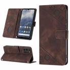 For Nokia G100 Skin-feel Embossed Leather Phone Case(Brown) - 1