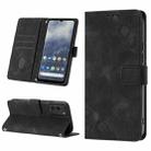 For Nokia G100 Skin-feel Embossed Leather Phone Case(Black) - 1