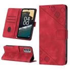 For Nokia G400 Skin-feel Embossed Leather Phone Case(Red) - 1