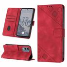 For Nokia X30 Skin-feel Embossed Leather Phone Case(Red) - 1